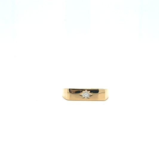 Sleek Star-Set Diamond 9ct Gold Flat Men's Band