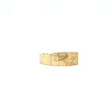 Load image into Gallery viewer, Heritage Star-Etched: 9ct Gold Diamond Accent Men&#39;s Ring
