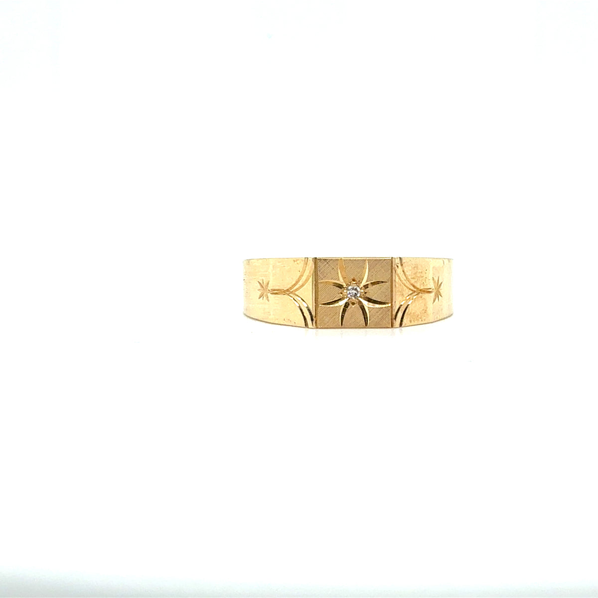Heritage Star-Etched: 9ct Gold Diamond Accent Men's Ring