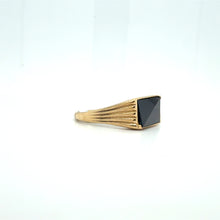 Load image into Gallery viewer, Pure Black: 9ct Gold Rectangle Black Onyx Statement Ring
