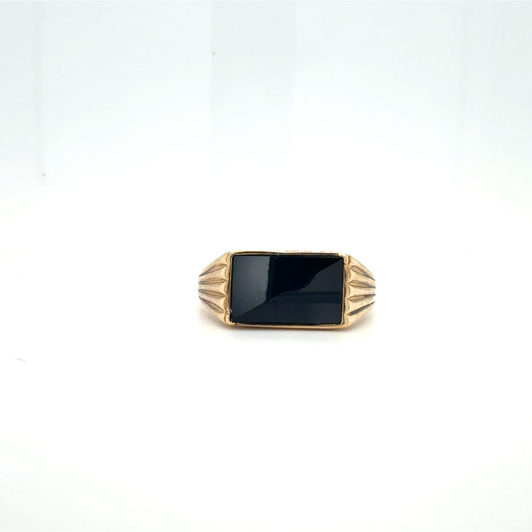 Pure Black: 9ct Gold Rectangle Black Onyx Statement Ring