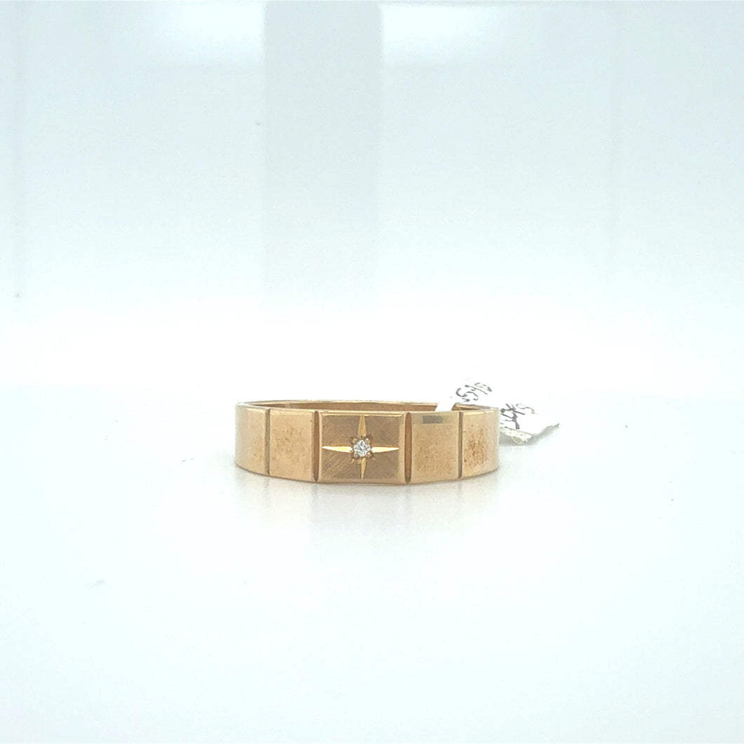 9ct Gold Star Band Ring with Single Diamond Accent