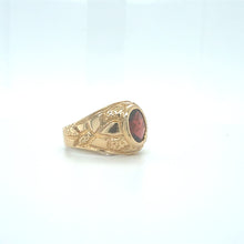 Load image into Gallery viewer, Vintage Style Oval Natural Garnet Ring with Textured Gold Band
