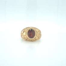 Load image into Gallery viewer, Vintage Style Oval Natural Garnet Ring with Textured Gold Band

