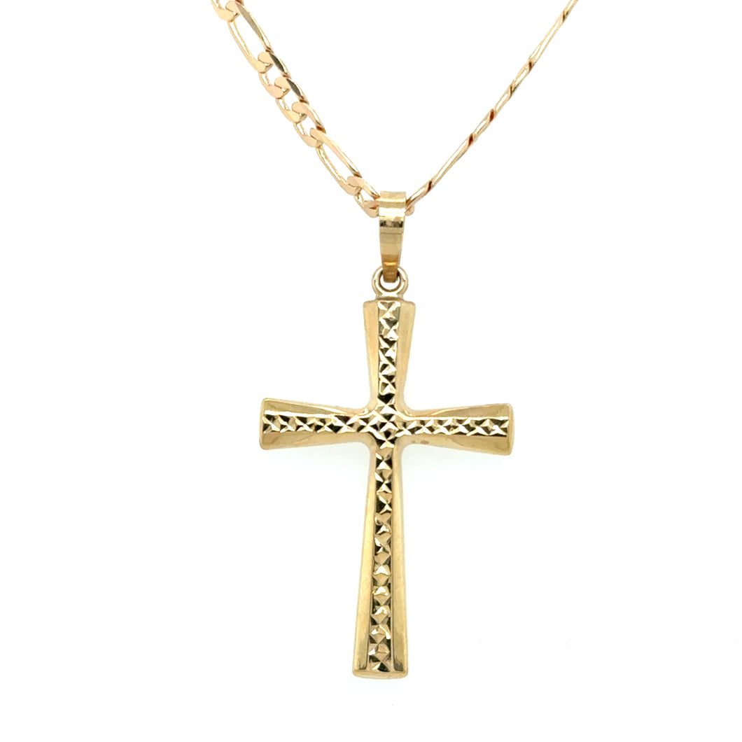 9ct Gold Patterned Cross Pendant
