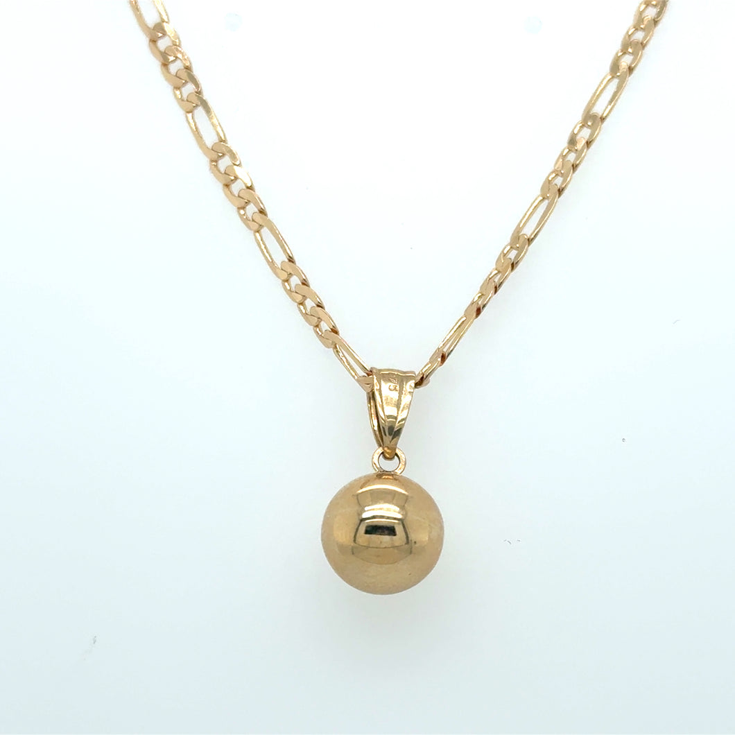9ct Gold Polished Ball Pendant Necklace 10mm