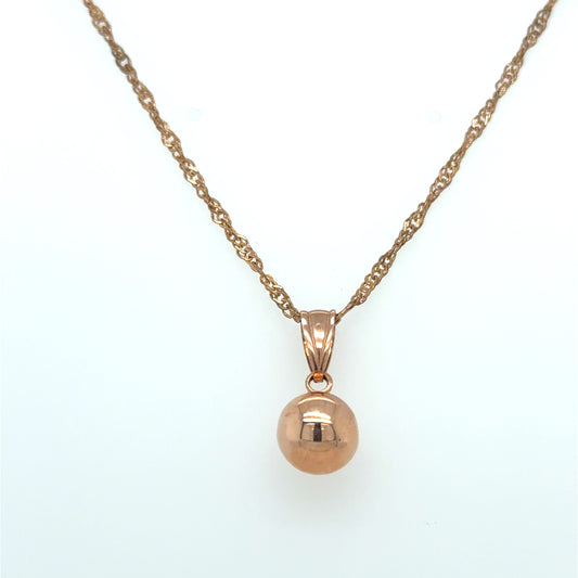 9ct Rose Gold Classic Polished Euro Ball Pendant