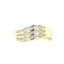 Load image into Gallery viewer, B36J86 9ct Golden Wave CZ Stone 3 Channel Ring
