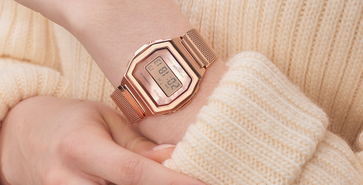 A1000MPG-9E Vintage Rose Gold Stainless Steel Mesh Band Watch