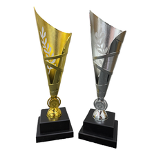 Load image into Gallery viewer, Trophy Euro Cup - Korba NZ Fern Design 34.5cm Gold (Engraving Available)
