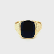 Load and play video in Gallery viewer, B30J66L Intricately Designed 9ct Gold Black Onyx Ring
