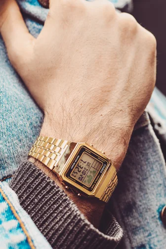 Gold casio world time best sale