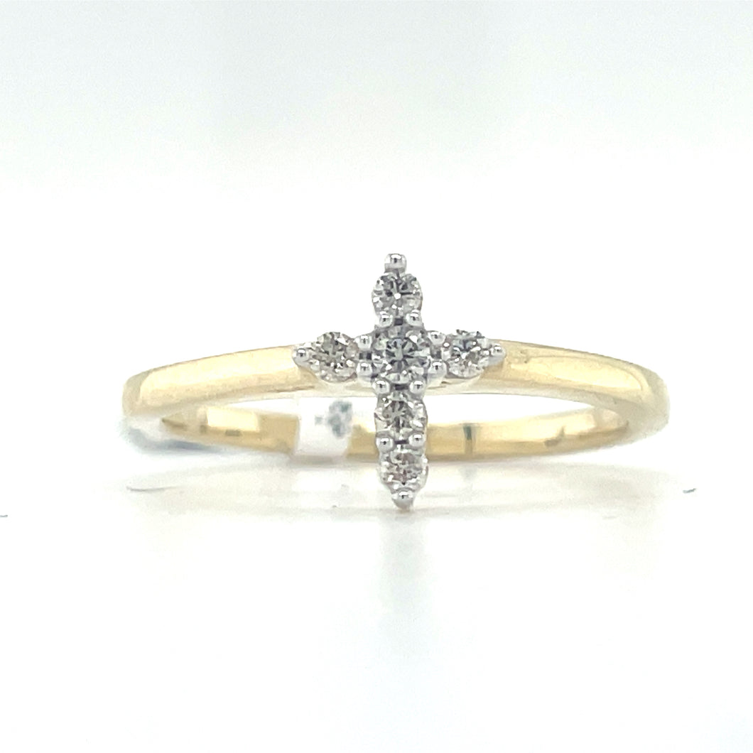 Broadway Jewellers 10ct Yellow Gold Diamond Cross Ring