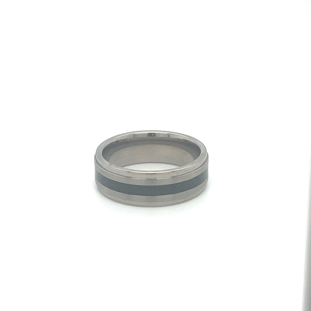 Broadway Jewellers CHISEL STAINLESS STEEL STRIPE RING
