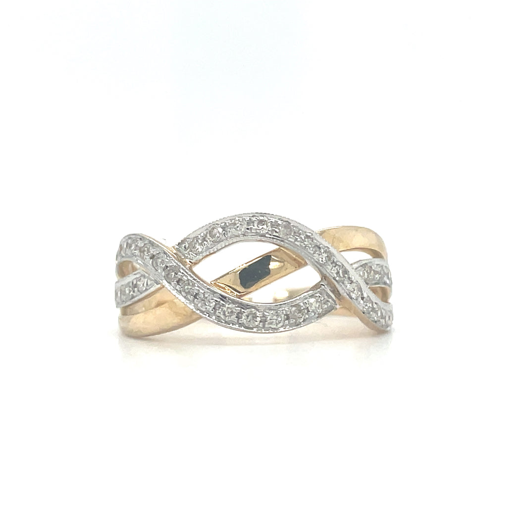 Broadway Jewellers 9ct Yellow Gold .28pt Diamonds Infinity Ring