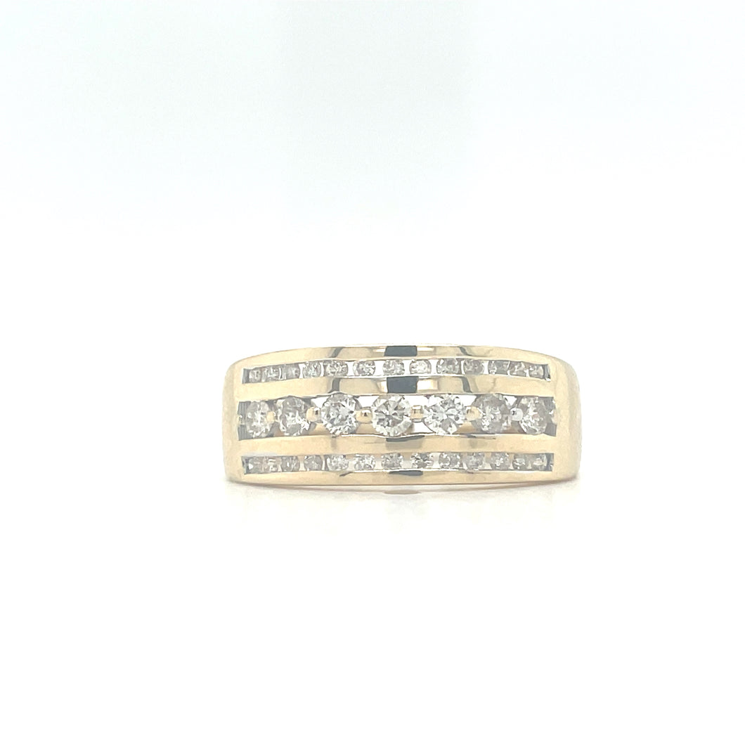 Broadway Jewellers 9ct Yellow Gold Three Row 50pt Diamond Ring