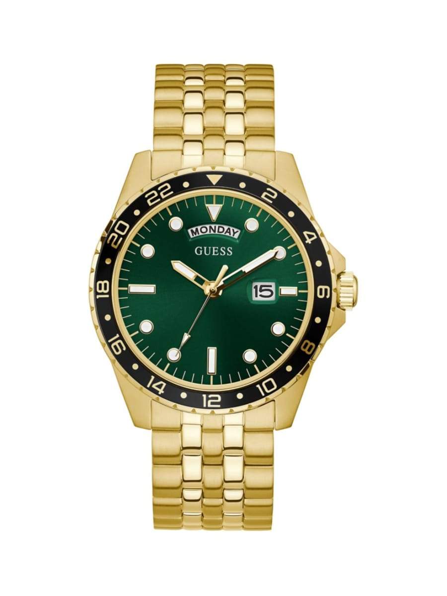 GUESS GW0220G2 Green Dial & Polished Goldstone Bracelet Watch