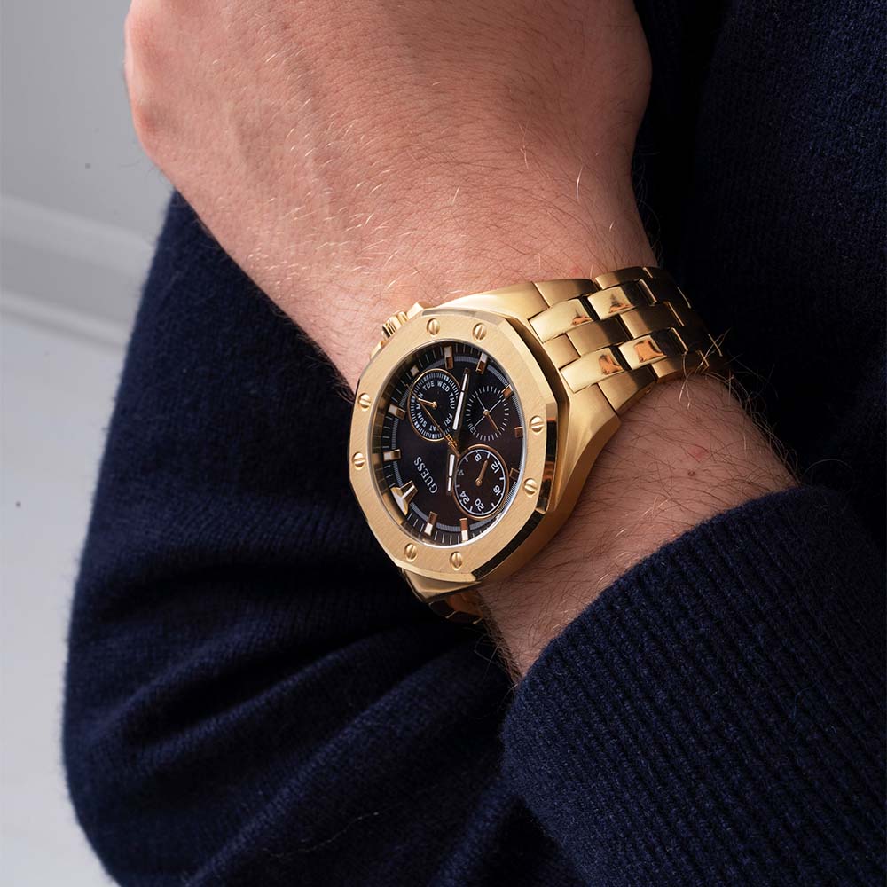 GUESS GW0278G2 TOP GUN GOLD TONE WATCH