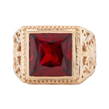 Load image into Gallery viewer, 9ct Gold Created Ruby Filigree Ring B79J28
