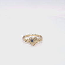 Load and play video in Gallery viewer, 9ct Gold Diamond Heart Signet Ring B20J09
