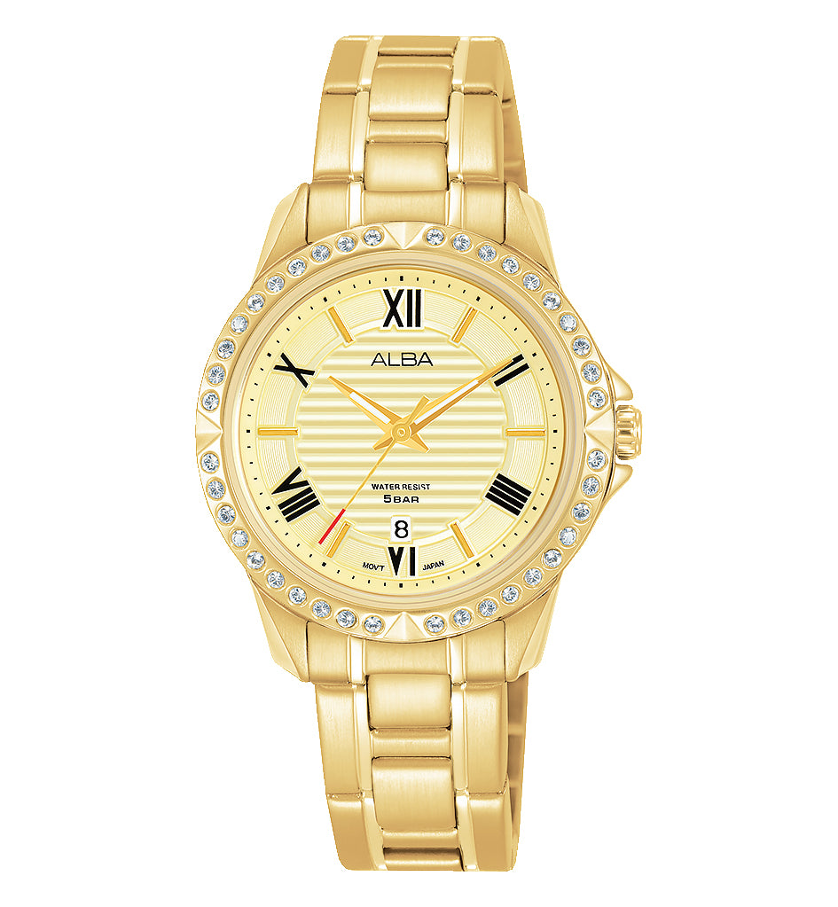 Alba Prestige Women's Gold Stainless Steel Dress Watch AH7W92X1