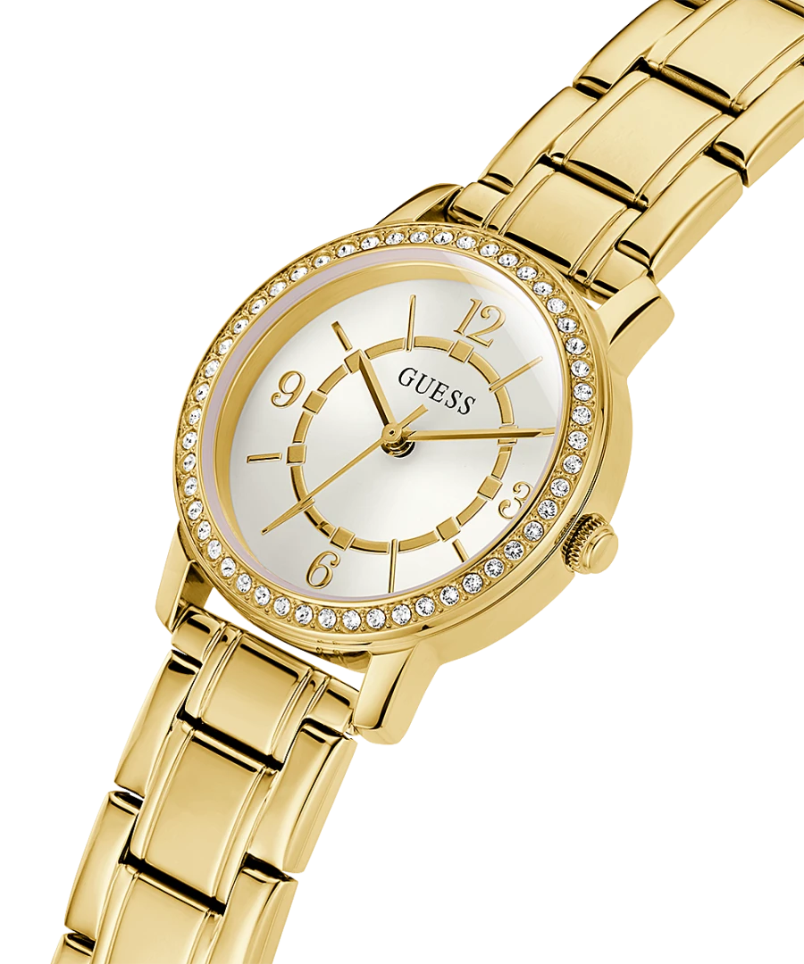 Guess GW0468L2 Ladies Melody Crystal Silver Dial Gold Tone Watch