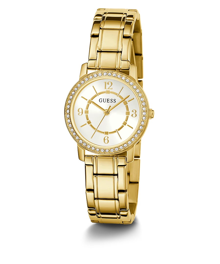 Guess GW0468L2 Ladies Melody Crystal Silver Dial Gold Tone Watch