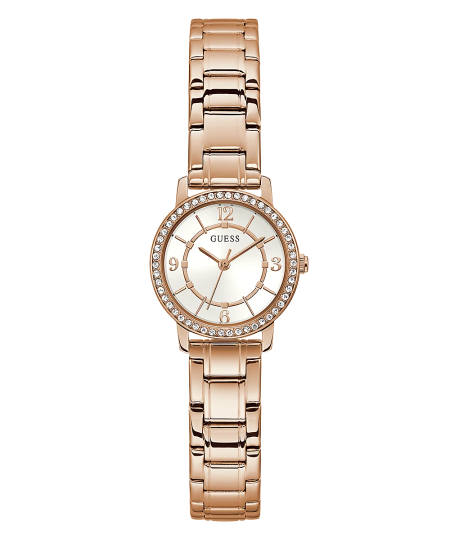 Guess GW0468L3 Ladies Melody Crystal Silver Dial Rose Gold Tone Watch