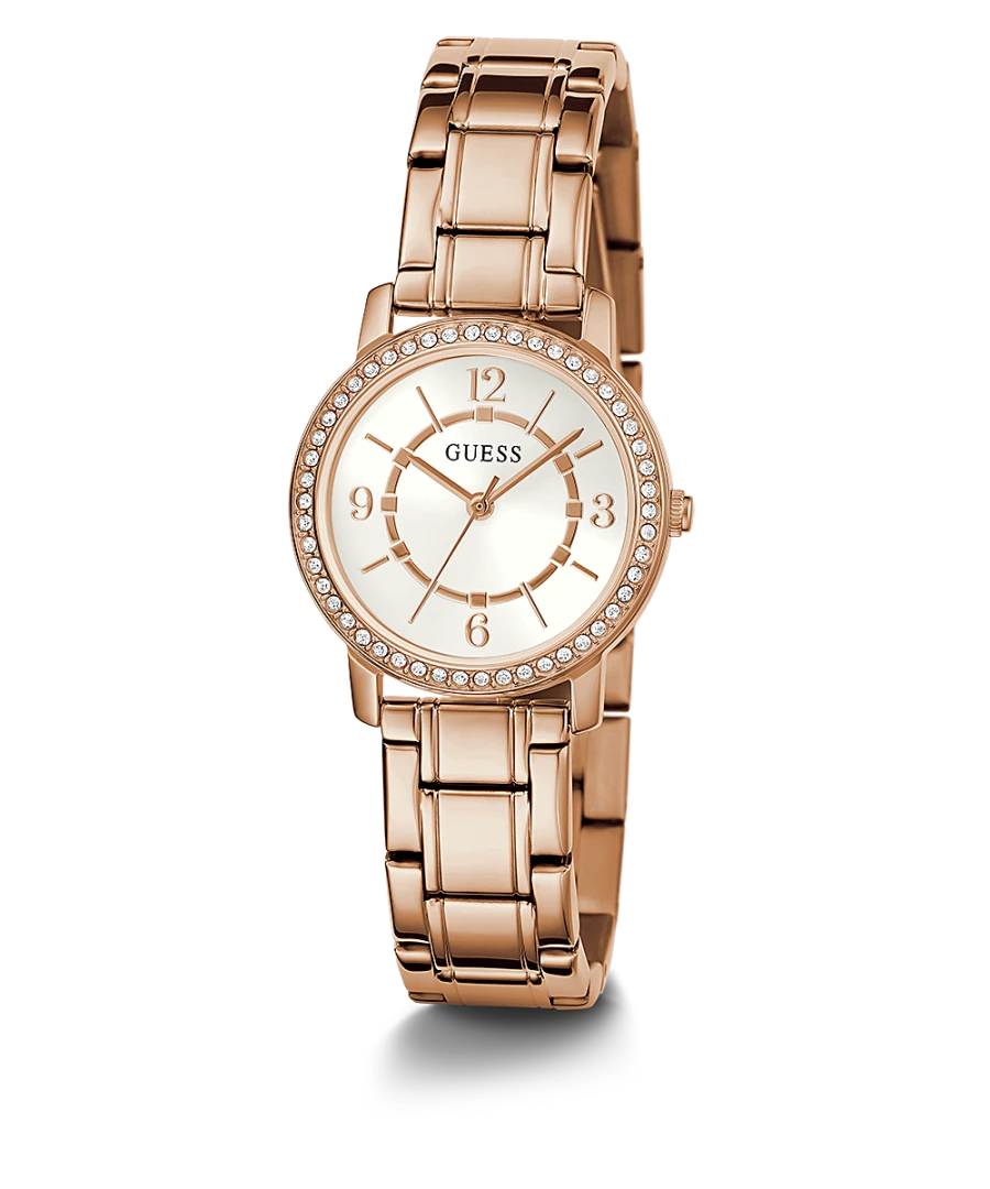 Guess GW0468L3 Ladies Melody Crystal Silver Dial Rose Gold Tone Watch