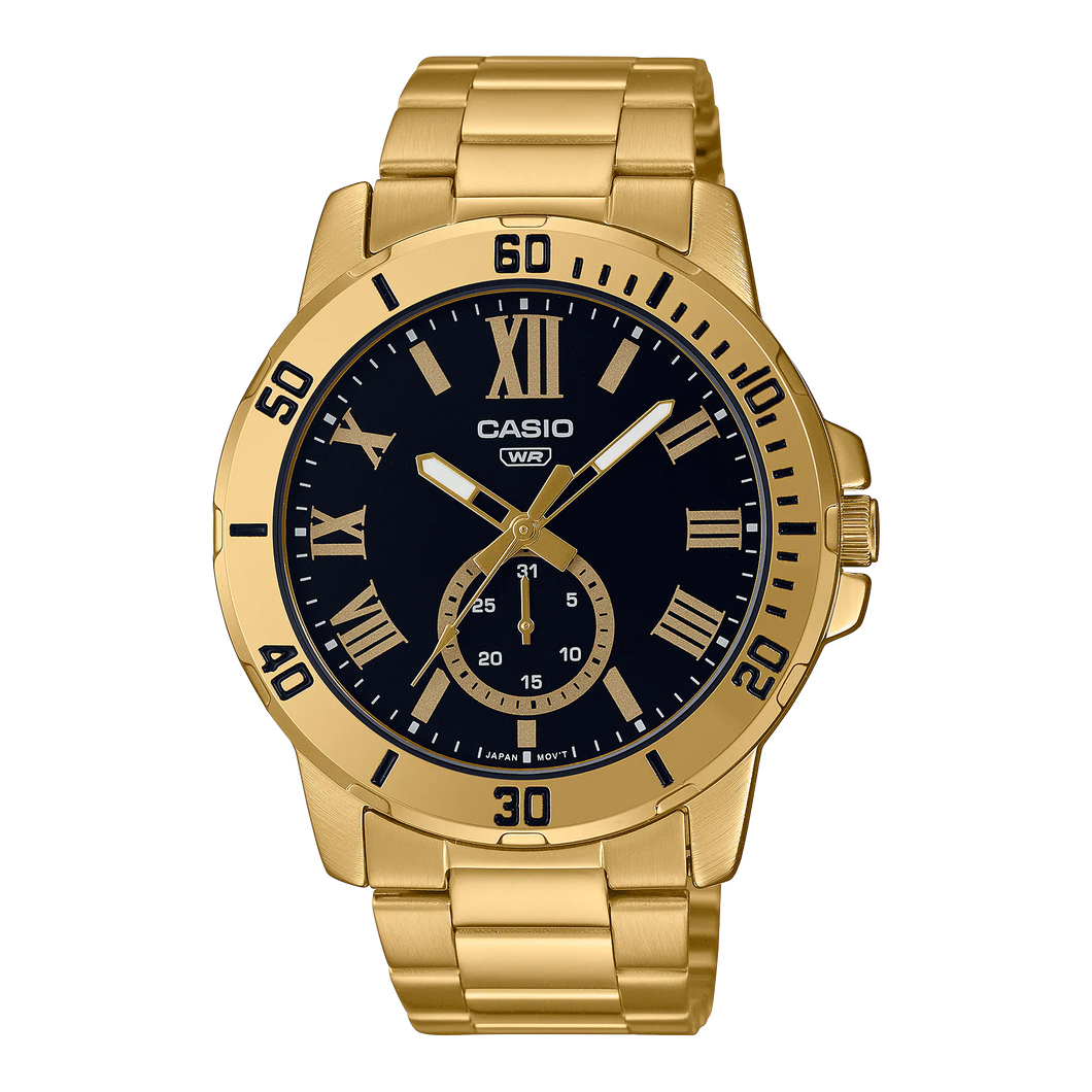Casio MTP-VD200G-1B Mens Stainless Steel Gold Watch
