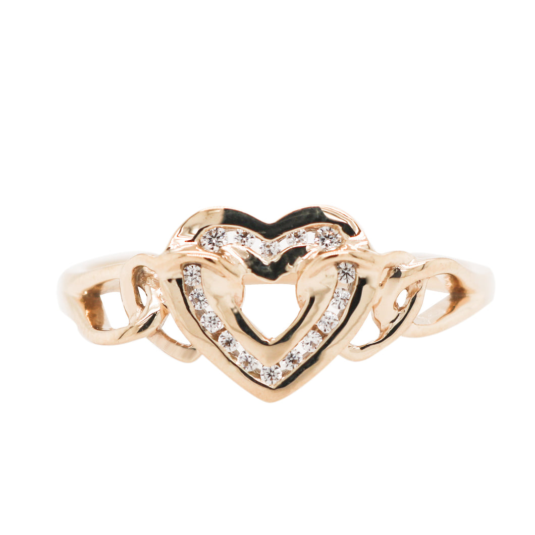 9ct Gold CZ Heart Shape Ring B52J58
