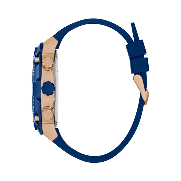 GW0264G4 Guess Navigator Blue Dial Rose Gold Case Blue Silicone Gents Watch