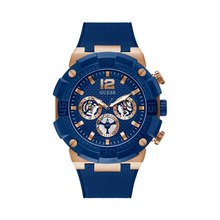 Load image into Gallery viewer, GW0264G4 Guess Navigator Blue Dial Rose Gold Case Blue Silicone Gents Watch
