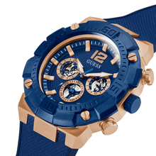 Load image into Gallery viewer, GW0264G4 Guess Navigator Blue Dial Rose Gold Case Blue Silicone Gents Watch
