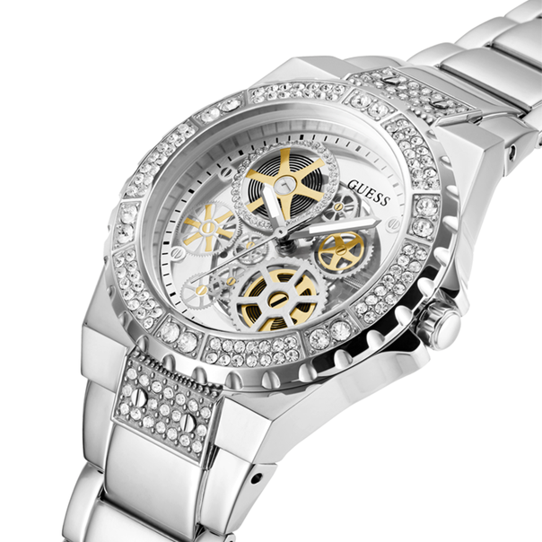 GUESS GW0302L1 REVEAL SILVER TONE STAINLESS STEEL WATCH
